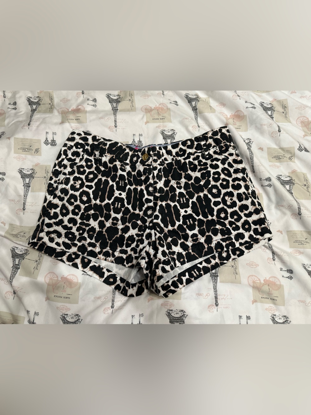 Macbeth Collection Black and White Leopard Print Women’s Shorts
